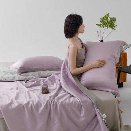 CINNY馨宜 2025新款60莱赛尔大豆纤维 撞色夏被（伯爵） 晨曦紫