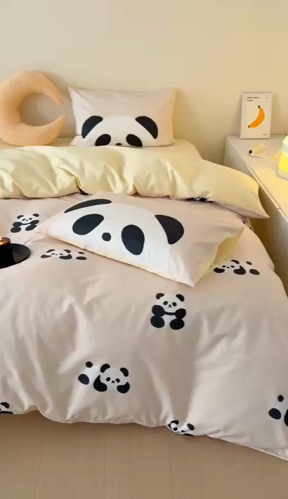 91家纺网 家纺一手货源 找家纺 美乐迪家纺 2024ins韩风全棉四件套 小熊猫