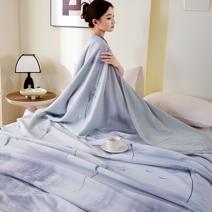 91家纺网 家纺一手货源 找家纺 吾诺家居 2024新款冰嘟嘟微重力硅胶夏被 水墨江南