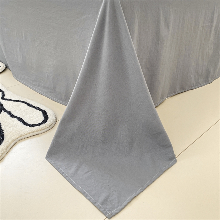 91家纺网 家纺一手货源 找家纺 盛秋家纺 2025新款亲肤格子水洗棉四件套 保罗+中灰