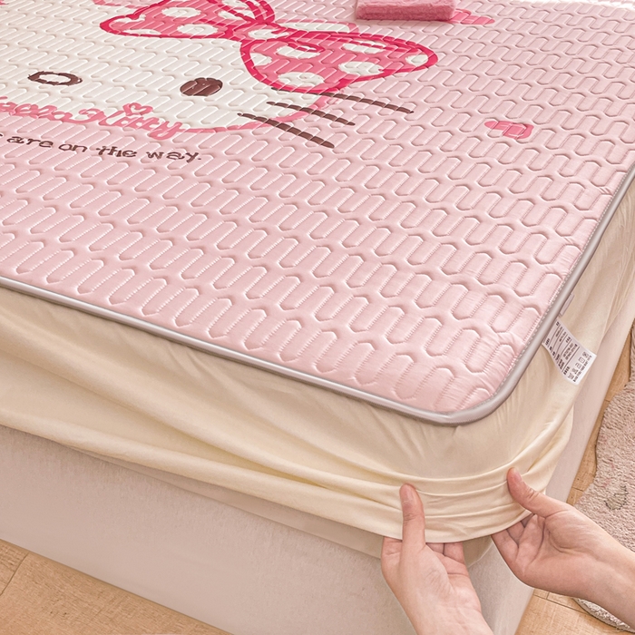 91家纺网 家纺一手货源 找家纺 金爱家 2024款三丽鸥乳胶凉席床笠款 粉梦kt