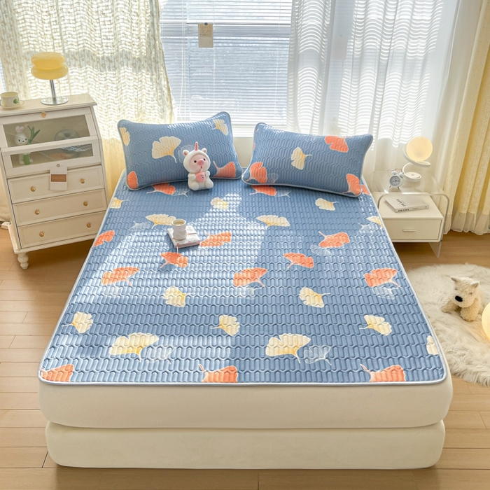 91家纺网 家纺一手货源 找家纺 东宇床垫 2025新款A类凉感丝乳胶成人凉席 三生有杏