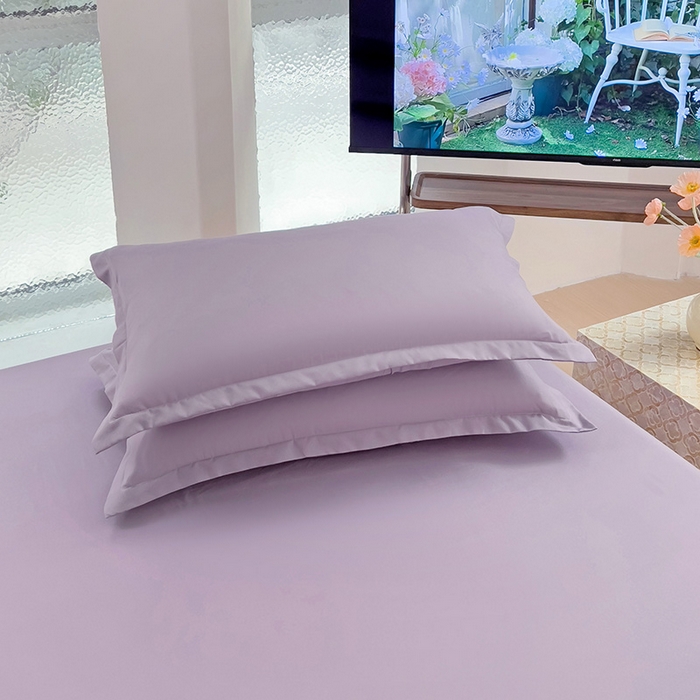 91家纺网 家纺一手货源 找家纺 楠沐家纺 2025年新款芦荟棉柔软亲肤纯色枕套 浅紫