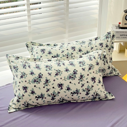 楠沐-2025年新款亲肤芦荟棉印花枕套 紫雅2
