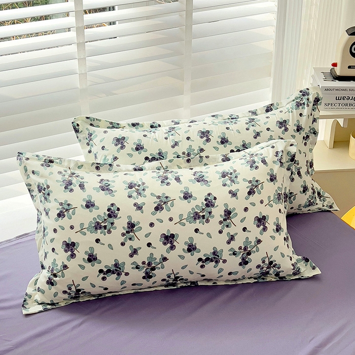 91家纺网 家纺一手货源 找家纺 楠沐-2025年新款亲肤芦荟棉印花枕套 紫雅2