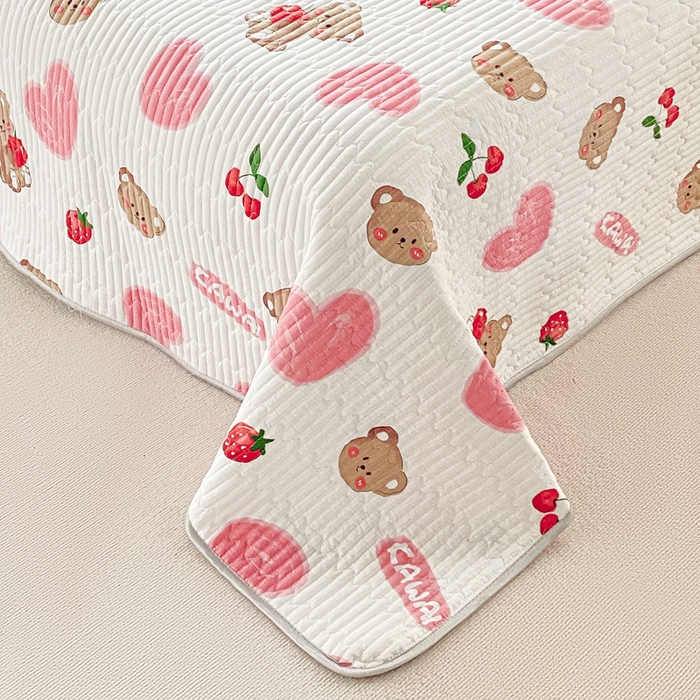 91家纺网 家纺一手货源 找家纺 缦卡琳 2024新款有氧泡泡棉床盖系列 甜心粉