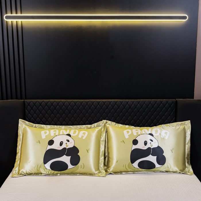 91家纺网 家纺一手货源 找家纺 梦舒羽 2025新款可水洗冰丝枕套宿舍单人凉爽枕头套 小熊猫