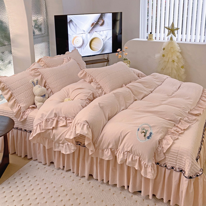 91家纺网 家纺一手货源 找家纺 言熙居家纺 2024新款亲肤床盖四件套-浪漫之约 浪漫之约玉