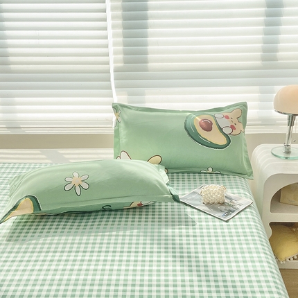 91家纺网 家纺一手货源 找家纺 楠沐-2025年新款亲肤芦荟棉印花枕套 牛油果绿10