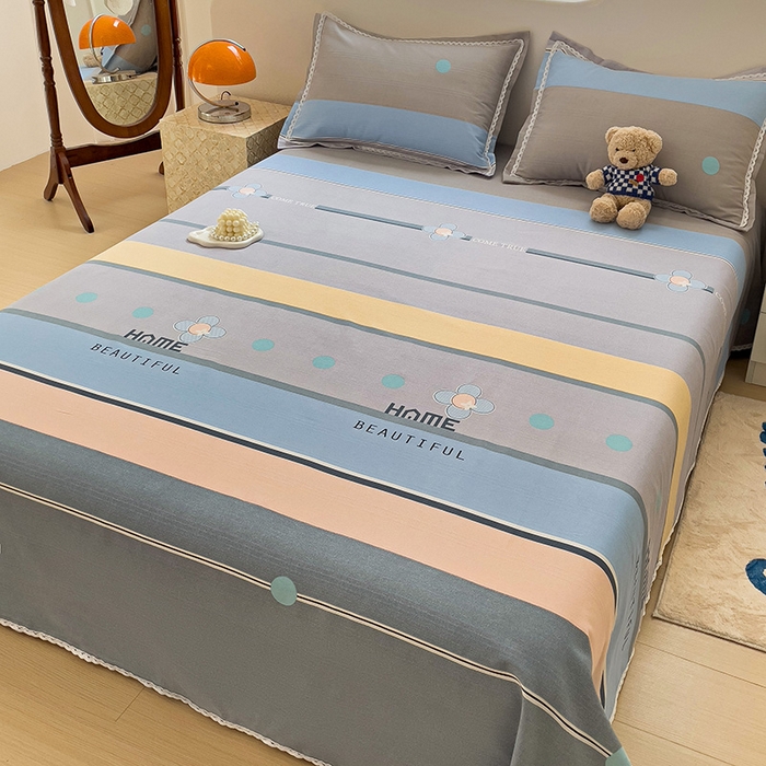 91家纺网 家纺一手货源 找家纺 鸿羽樱 2024新款鱼骨棉老粗布凉席三件套 保罗