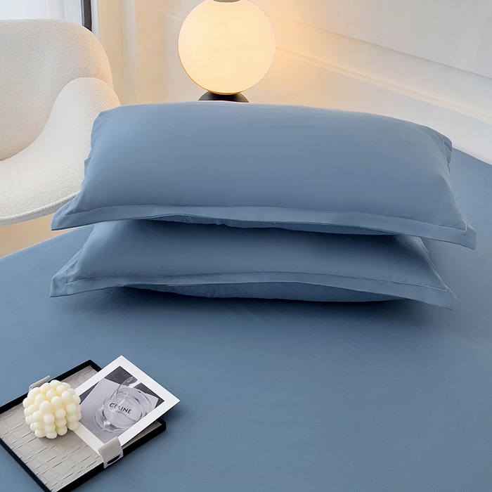 91家纺网 家纺一手货源 找家纺 楠沐家纺 2025年新款芦荟棉柔软亲肤纯色枕套 深蓝