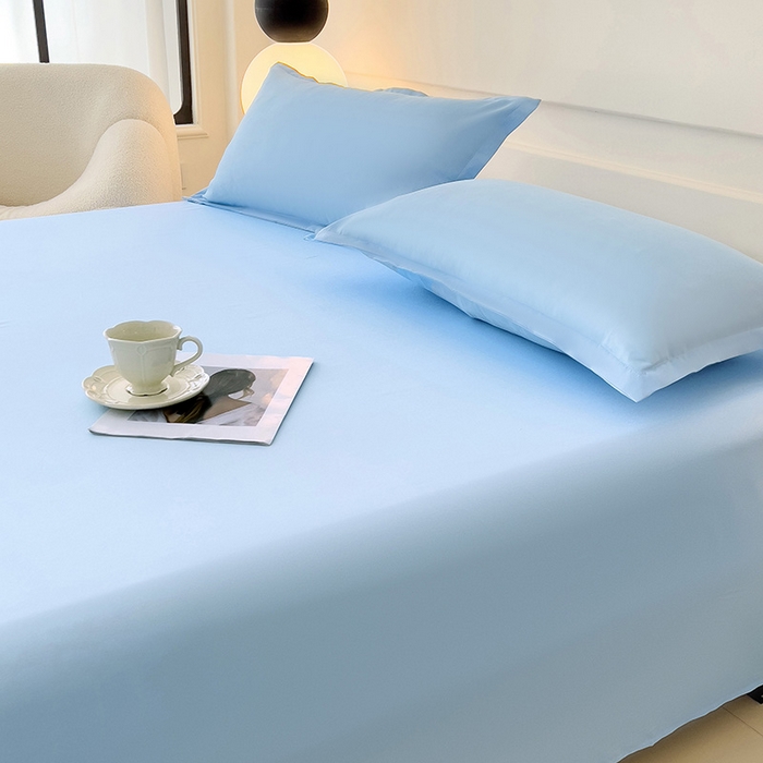 91家纺网 家纺一手货源 找家纺 楠沐家纺 2025年新款芦荟棉柔软亲肤纯色枕套 天蓝