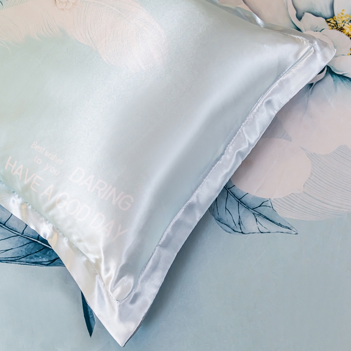 91家纺网 家纺一手货源 找家纺 梦舒羽 2025新款可水洗冰丝枕套宿舍单人凉爽枕头套 花语