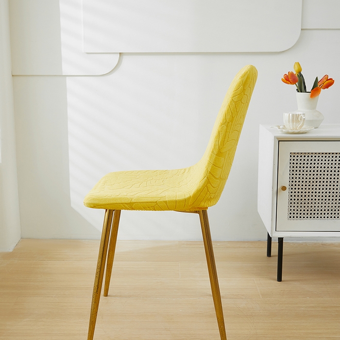 91家纺网 家纺一手货源 找家纺 共鸣沙发套 2024新款臻品提花系列椅套（短背款弧形椅套） 织叶-柠黄