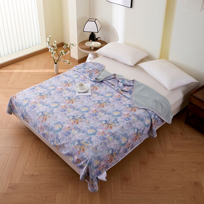 91家纺网 家纺一手货源 找家纺 吾诺家居 2024新款冰嘟嘟微重力硅胶夏被 浪漫花语