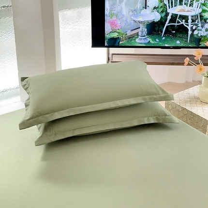 楠沐家纺 2025年新款芦荟棉柔软亲肤纯色枕套 深绿