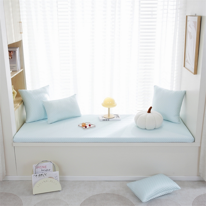 91家纺网 家纺一手货源 找家纺 共鸣沙发垫2024新款5cm厚50D凉豆豆海绵飘窗垫 凉豆豆绿色