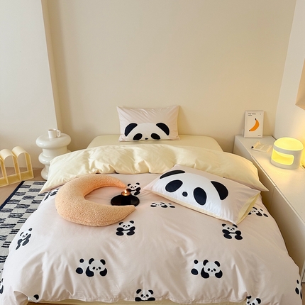 美乐迪家纺 2024ins韩风全棉四件套 小熊猫