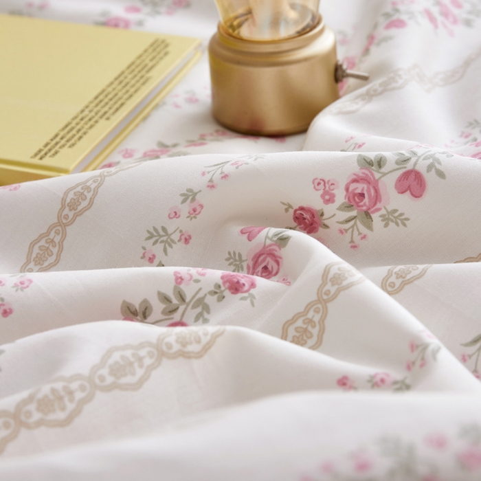 91家纺网 家纺一手货源 找家纺 怡家居 2024新款全棉印花手包边夏被四件套 玫瑰物语