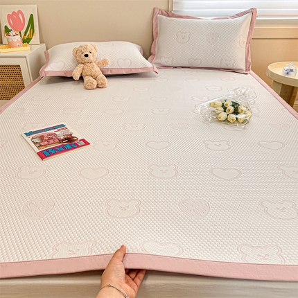 91家纺网 家纺一手货源 找家纺 （总）柒月家居 2024新款PE凉感豆豆复合款凉席套件