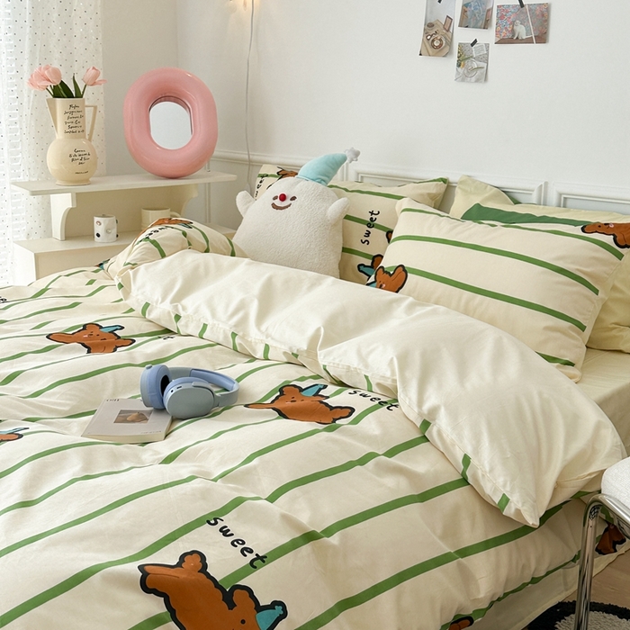 91家纺网 家纺一手货源 找家纺 昔可家纺 2024开春新款全棉印花卡通四件套 圣诞狗狗