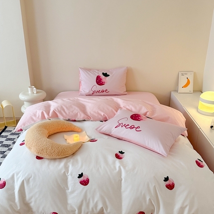 美乐迪家纺 2024ins韩风全棉四件套 小草莓