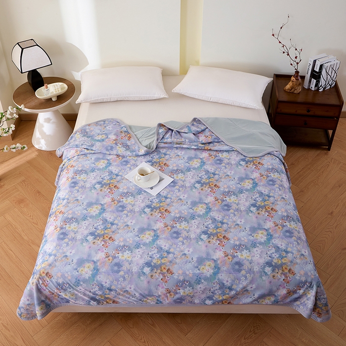 91家纺网 家纺一手货源 找家纺 吾诺家居 2024新款冰嘟嘟微重力硅胶夏被 浪漫花语