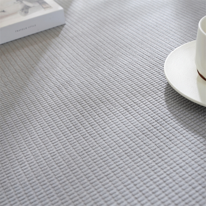 91家纺网 家纺一手货源 找家纺 共鸣沙发垫  2024新款5cm厚50D玉米粒绒回形格海绵飘窗垫 玉米粒绒灰色