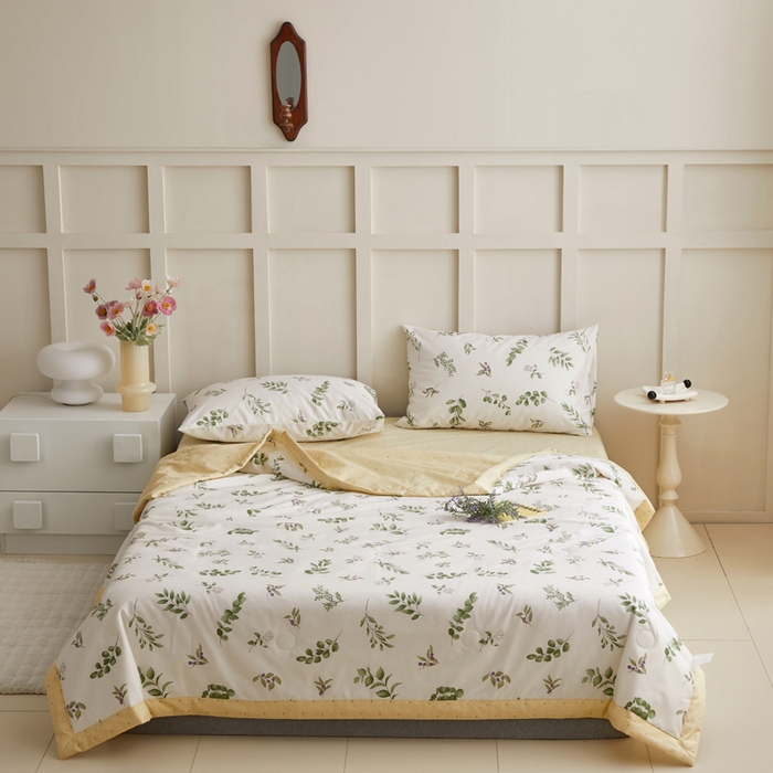 91家纺网 家纺一手货源 找家纺 怡家居 2024新款全棉印花手包边夏被四件套 忆江南