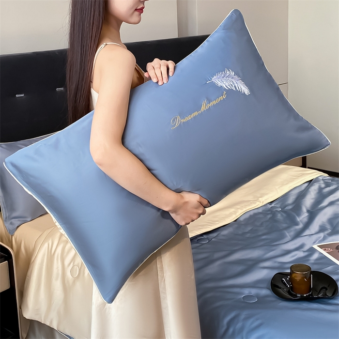 91家纺网 家纺一手货源 找家纺 （总）小久久（小九九） 2024新款水洗真丝刺绣夏被四件套-羽梦