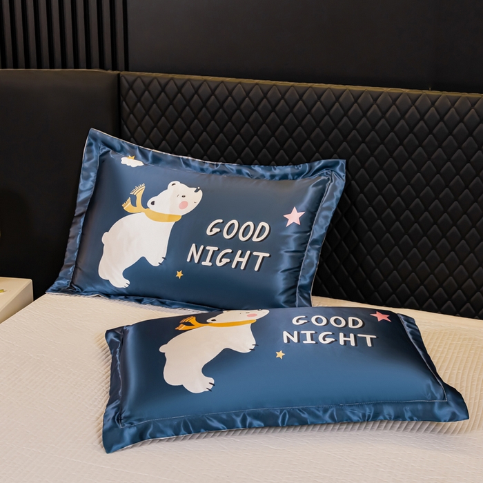 91家纺网 家纺一手货源 找家纺 梦舒羽 2025新款可水洗冰丝枕套宿舍单人凉爽枕头套 白白熊