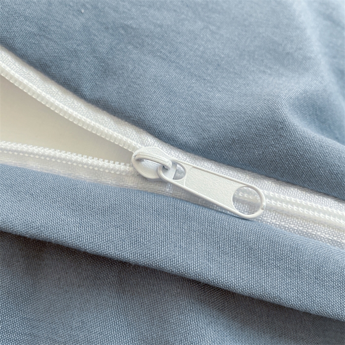 91家纺网 家纺一手货源 找家纺 盛秋家纺 2025新款亲肤格子水洗棉四件套 蓝小格+蓝灰