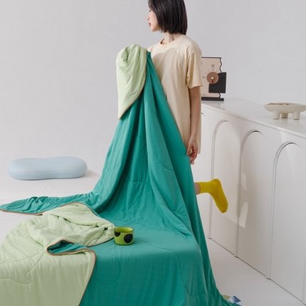 91家纺网 家纺一手货源 找家纺 CINNY馨宜 2025新款A类170g高克重锦氨凉感 冷布丁凉感防蚊即刻凉感夏被 西瓜绿