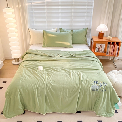 澳洲羽 2024新款A类泡泡棉大豆夏被被子被芯 草绿