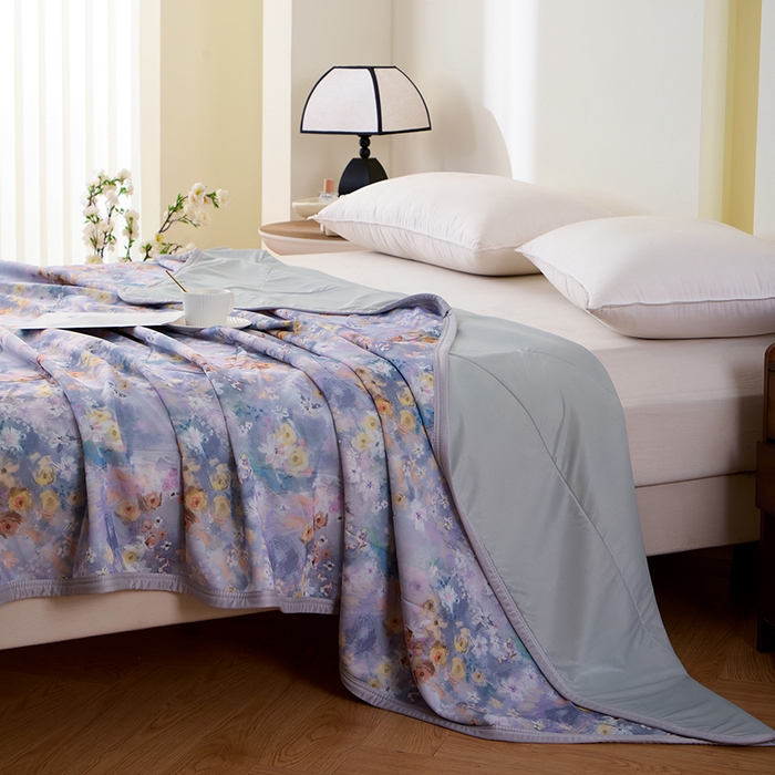 91家纺网 家纺一手货源 找家纺 吾诺家居 2024新款冰嘟嘟微重力硅胶夏被 浪漫花语