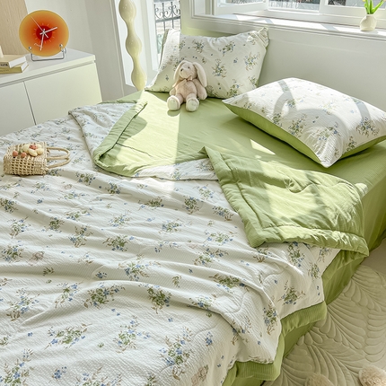 91家纺网 家纺一手货源 找家纺 （总）安哆啦家纺 2024新款A类泡泡棉印花夏被四件套