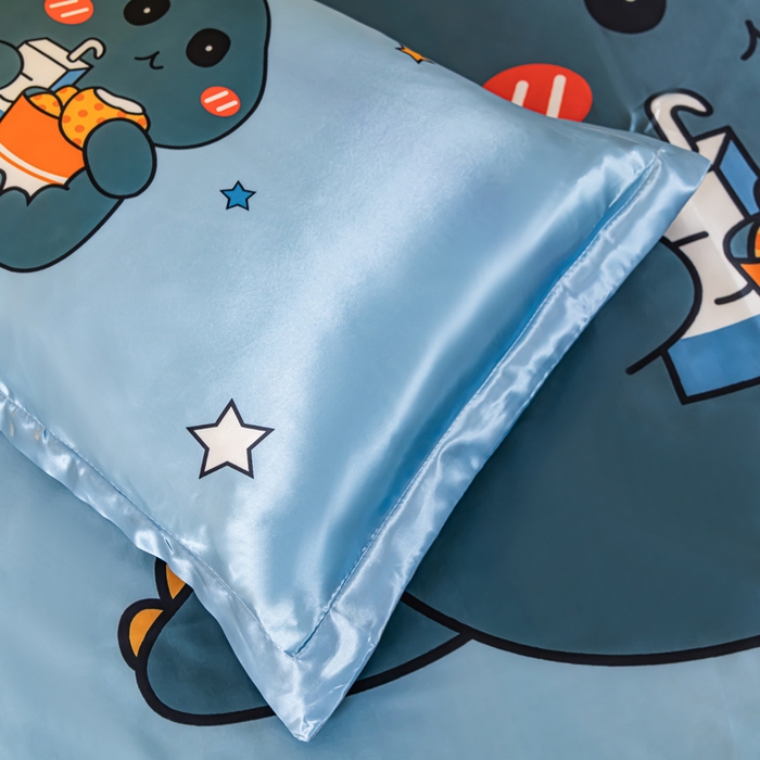 91家纺网 家纺一手货源 找家纺 梦舒羽 2025新款可水洗冰丝枕套宿舍单人凉爽枕头套 小恐龙