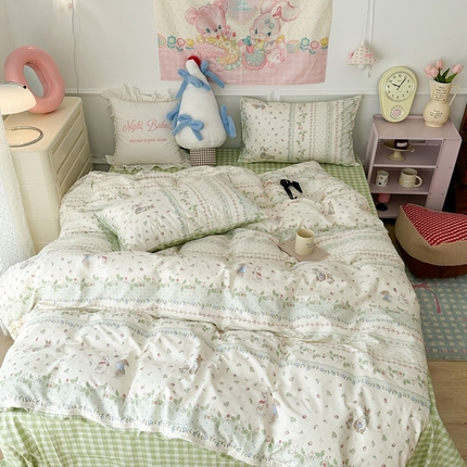 昔可家纺 2024开春新款全棉印花卡通四件套 绿野仙踪兔