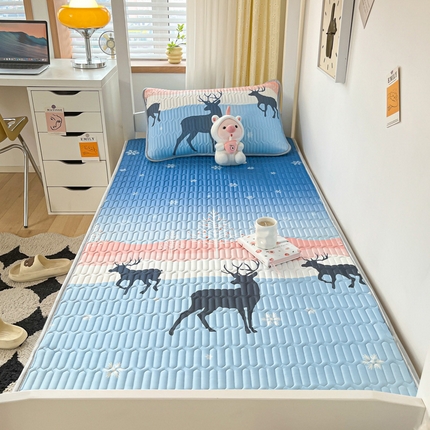 91家纺网 家纺一手货源 找家纺 东宇 2024新款A类凉感丝夹棉乳胶学生凉席 一路相伴