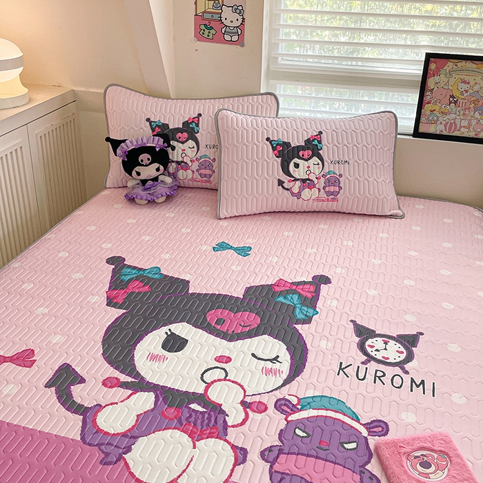 91家纺网 家纺一手货源 找家纺 金爱家 2024款三丽鸥乳胶凉席床笠款 朗读库洛米