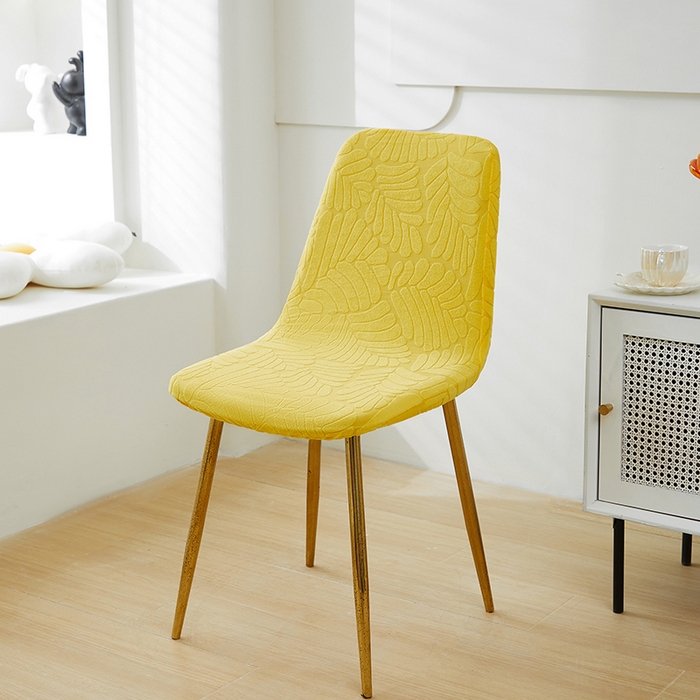 91家纺网 家纺一手货源 找家纺 共鸣沙发套 2024新款臻品提花系列椅套（短背款弧形椅套） 织叶-柠黄