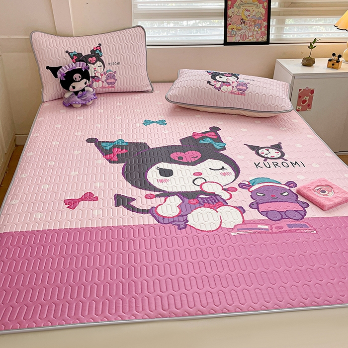 91家纺网 家纺一手货源 找家纺 金爱家 2024款三丽鸥乳胶凉席床笠款 朗读库洛米