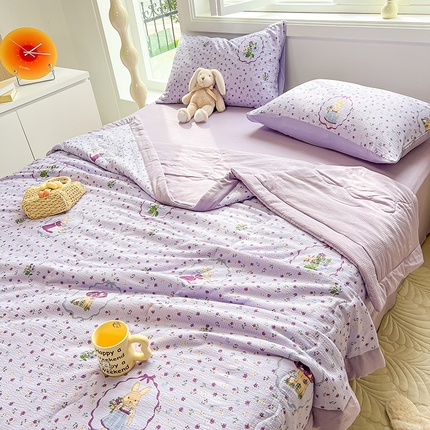 91家纺网 家纺一手货源 找家纺 （总）安哆啦家纺 2024新款A类泡泡棉印花夏被四件套