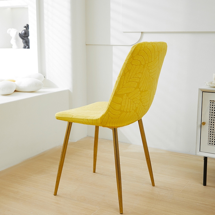 91家纺网 家纺一手货源 找家纺 共鸣沙发套 2024新款臻品提花系列椅套（短背款弧形椅套） 织叶-柠黄