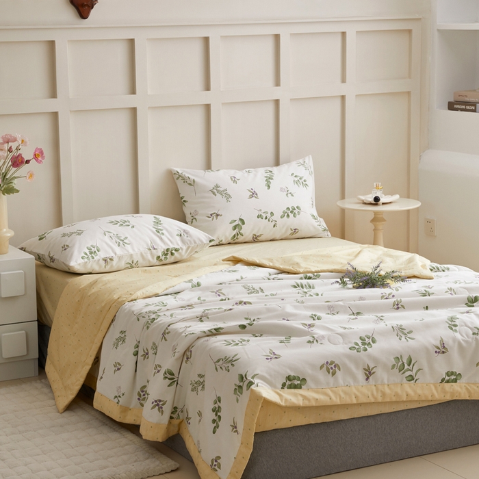 91家纺网 家纺一手货源 找家纺 怡家居 2024新款全棉印花手包边夏被四件套 忆江南