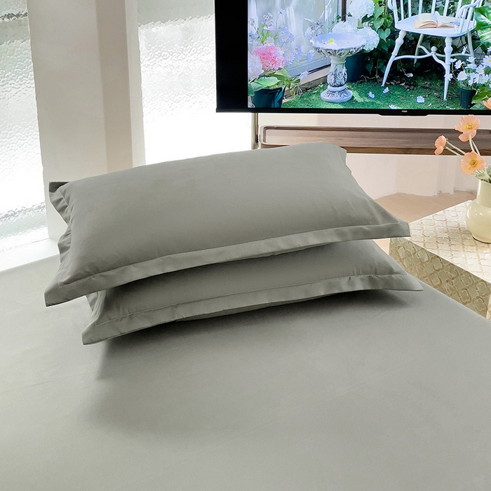 91家纺网 家纺一手货源 找家纺 楠沐家纺 2025年新款芦荟棉柔软亲肤纯色枕套 灰色