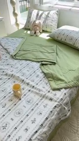 91家纺网 家纺一手货源 找家纺 安哆啦家纺 2024新款A类泡泡棉印花夏被四件套 菲尔