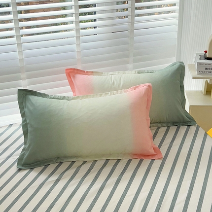 91家纺网 家纺一手货源 找家纺 楠沐-2025年新款亲肤芦荟棉印花枕套 松石粉绿5