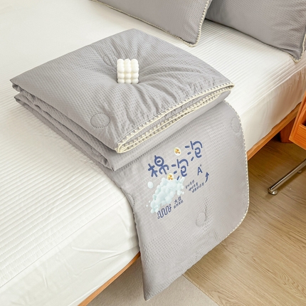 91家纺网 家纺一手货源 找家纺 澳洲羽 2024新款A类泡泡棉大豆夏被被子被芯 灰色