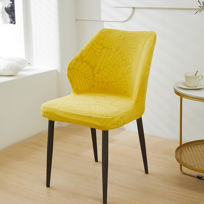 91家纺网 家纺一手货源 找家纺 共鸣沙发套 2024新款臻品提花系列椅套（扇形椅套） 织叶-柠黄